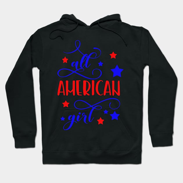 All American girl 4th of July Hoodie by TheBlackCatprints